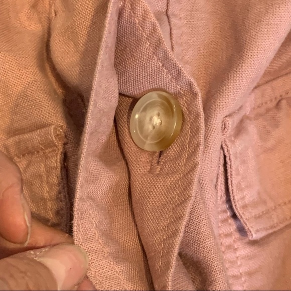 Loft Blush Pink Linen Blend Button Front Jacket Pockets Petites Size Small SP - Picture 9 of 9
